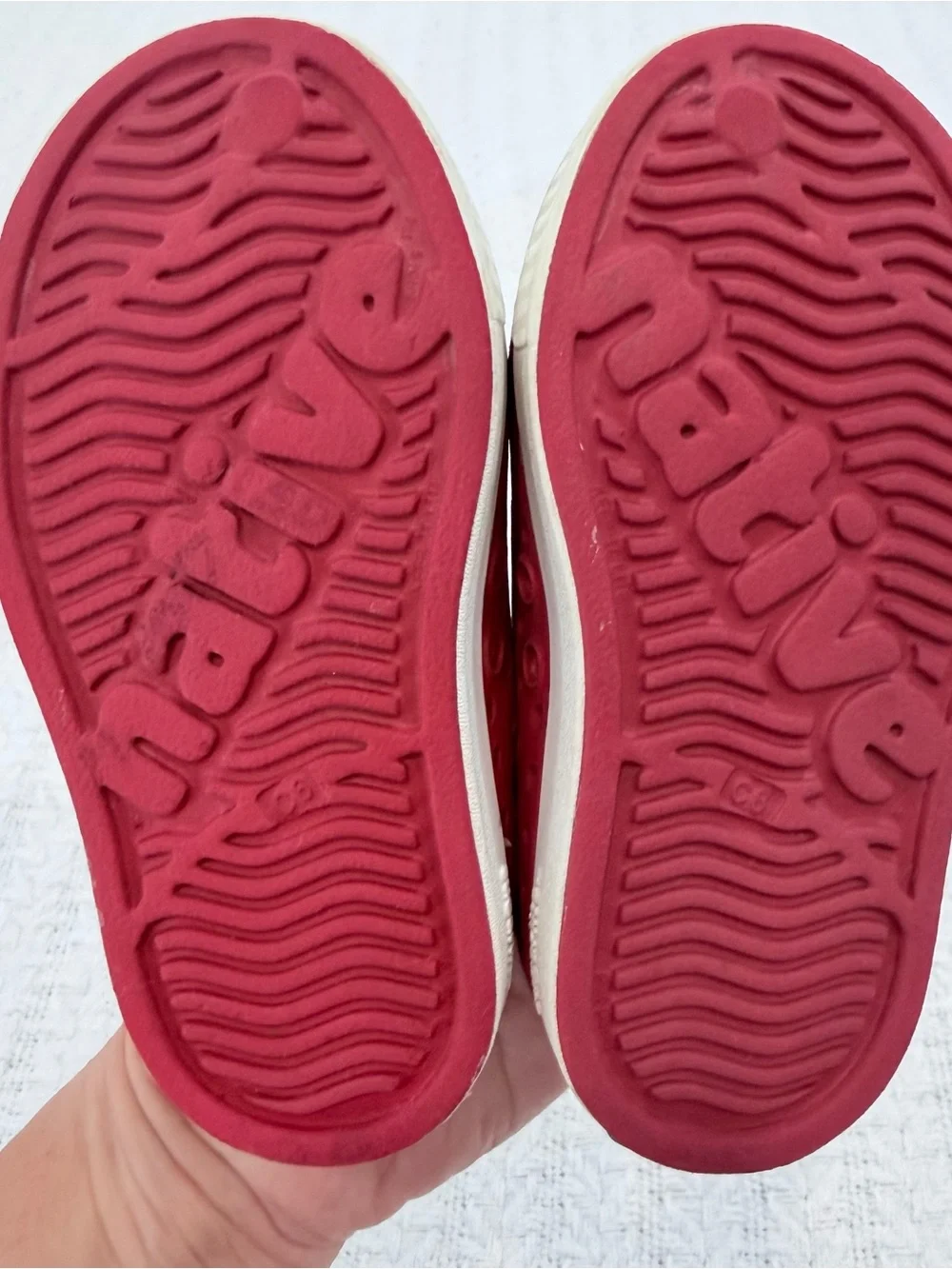 Native Kids Water Shoes in Burgundy with White Toe Caps